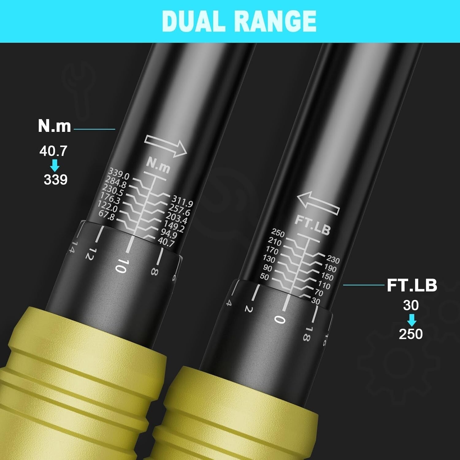 5-Piece Click Torque Wrench Set with Dual Direction - 20-240in.lb to 30-250Ft.lb