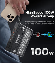 Load image into Gallery viewer, Portable Power Bank with 100W Fast Charging &amp; Emergency Flash Light for Outdoors