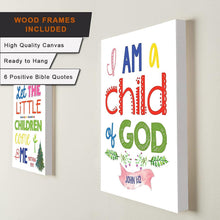 Load image into Gallery viewer, Set of 6 Framed Bible Verse Wall Decor - Inspirational Kids Room Art 8X10
