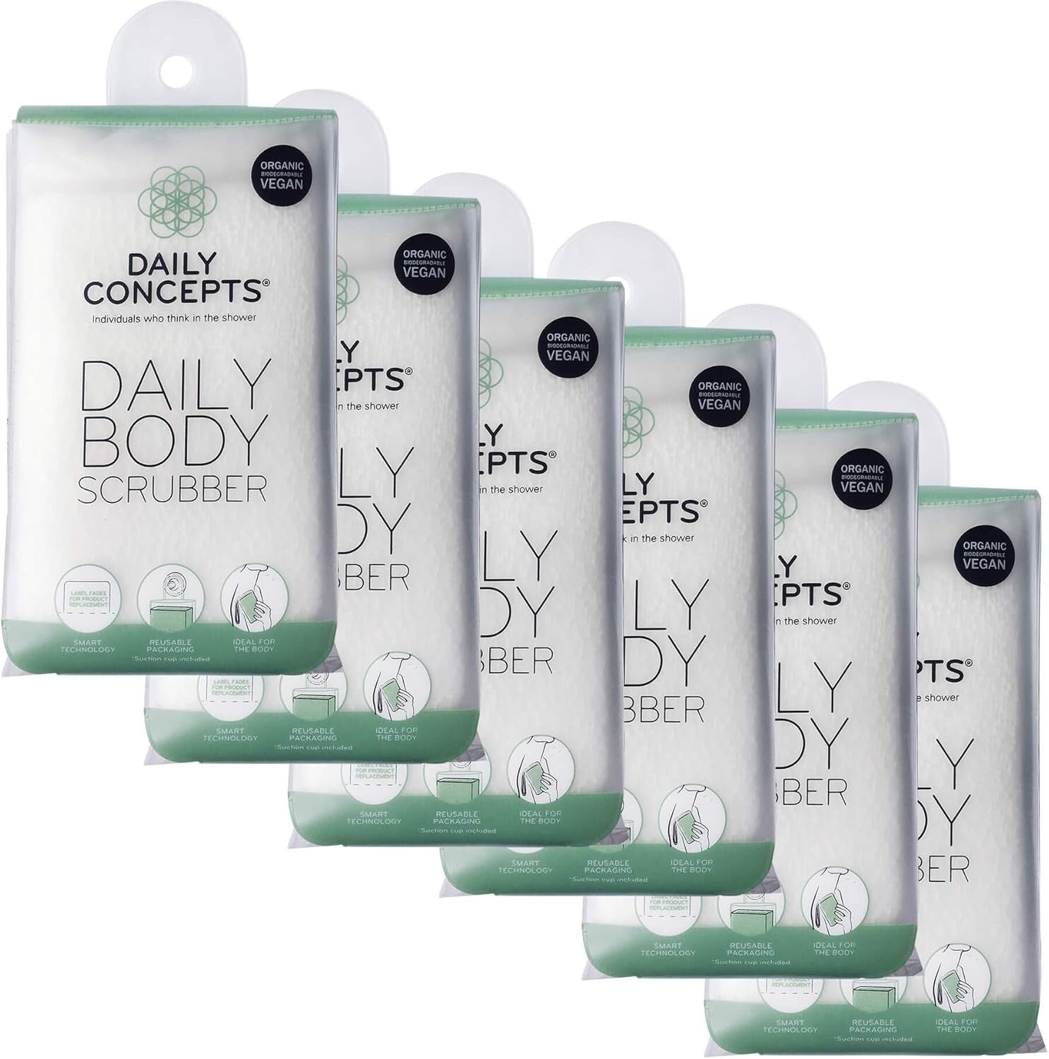 Daily Body Scrubber - Deep Cleansing & Exfoliating Organic Cotton Glove (6x)