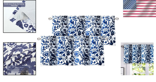 Elegant Floral Thermal Insulated Curtain Valance 52''W x 18''L +2'' Header