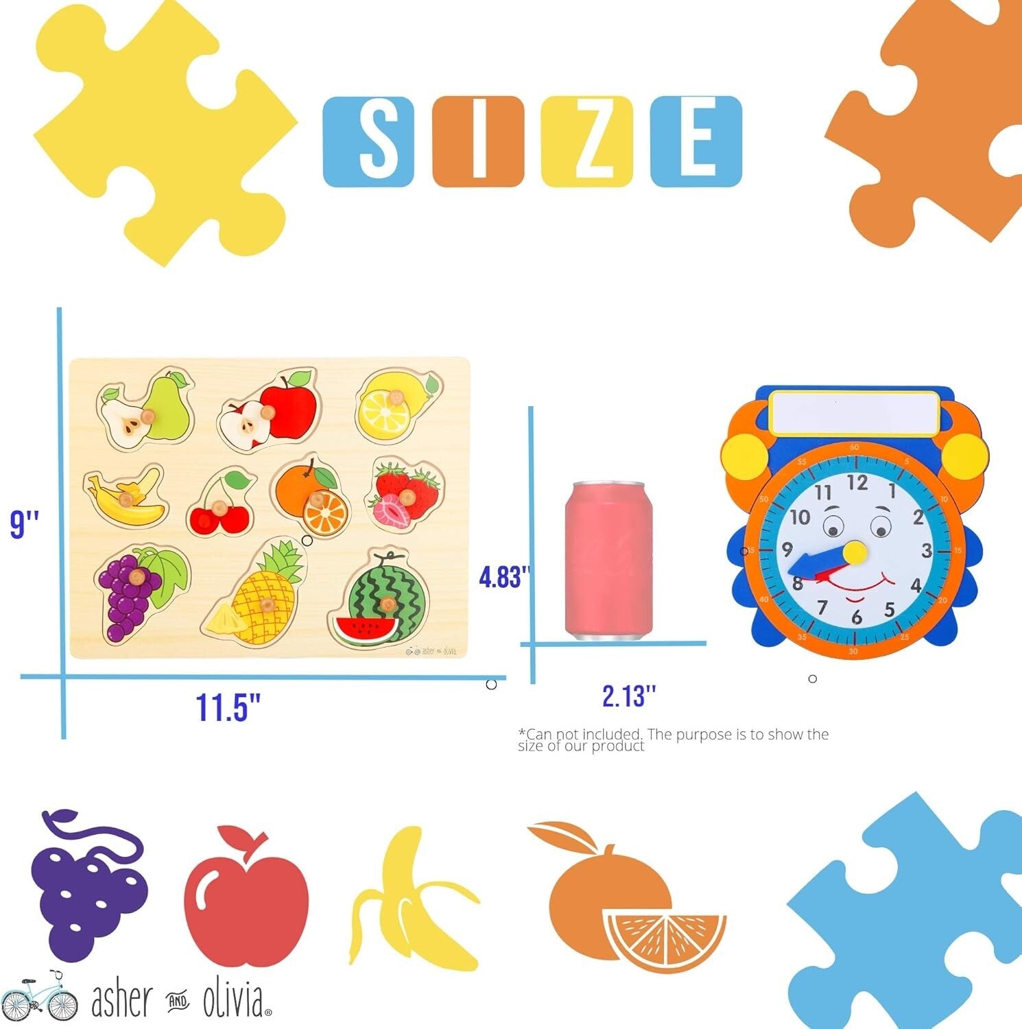 Fun Educational Wooden Puzzles for Toddlers - 7 Themes with Clock & Storage Rack