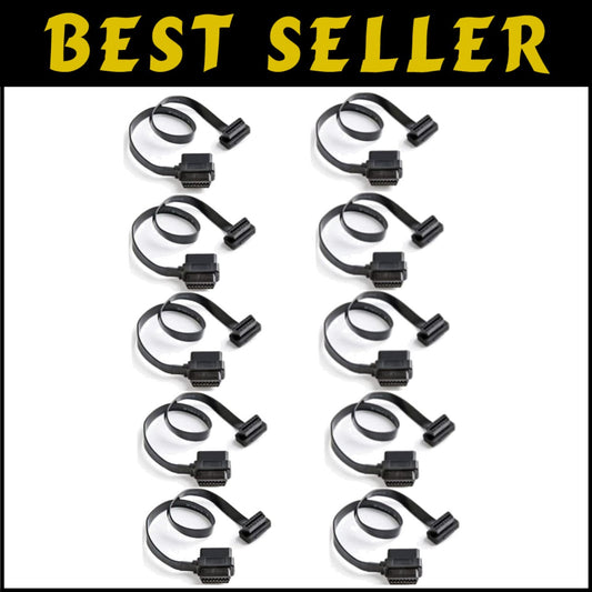Flexible 16 Pin OBD2 Splitter Extension Cable - 1 Male, 2 Female, 10 Pack