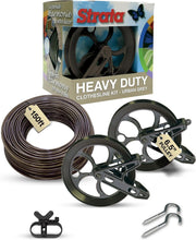 Load image into Gallery viewer, 150ft Aged Bronze Heavy-Duty Clothesline with Rust-Resistant Pulleys &amp; Hooks