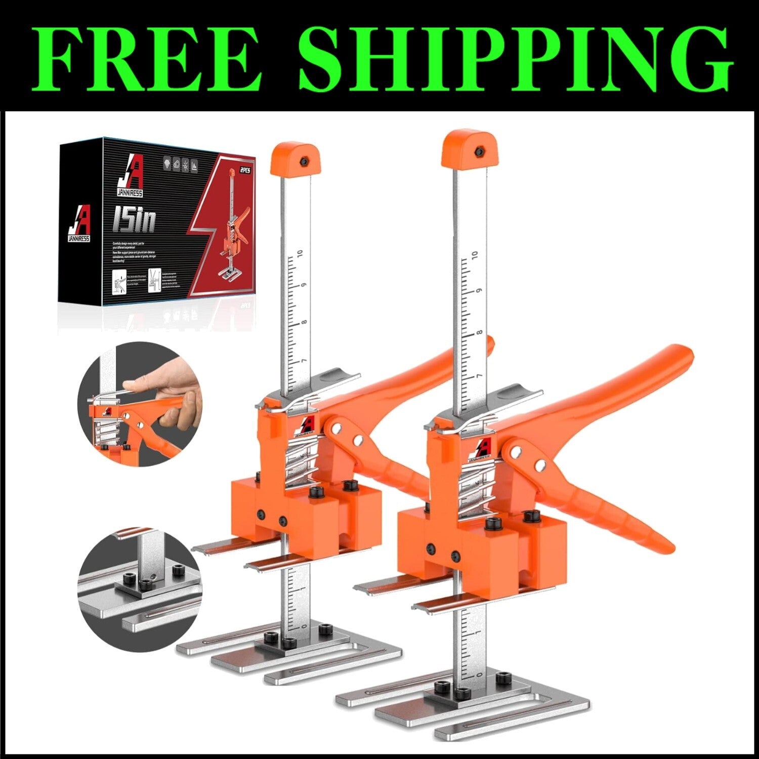Sturdy 15" Floor Lifter Jacks for Cabinets & Wall Tile - 440 lbs Load Capacity