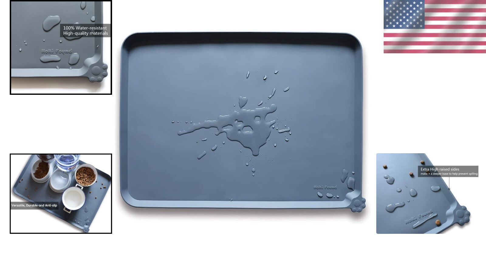 Extra Large Waterproof Pet Bowl Mat 28" x 20" - Easy to Clean Silicone Design