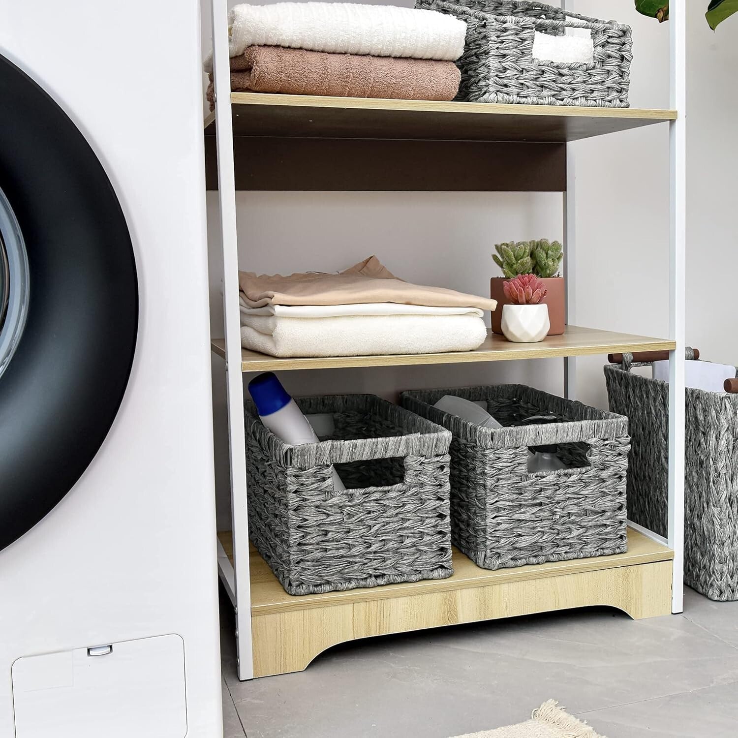 Elegant Gray Woven Baskets for Organizing - 13" Rectangular Design - 2-Pack