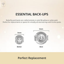 Load image into Gallery viewer, Lifetime Warranty 14k Gold Butterfly Earring Backs - Perfect for Any Occasion