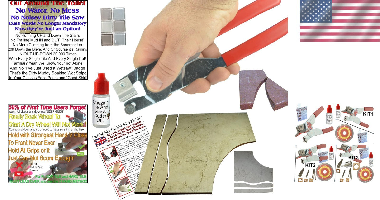 Durable Spring Steel Tile Cutter Kit for Ceramic & Glass - User-Friendly Design