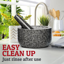 Load image into Gallery viewer, Large Black Granite Mortar and Pestle with Non-Slip Base - Perfect for Sauces