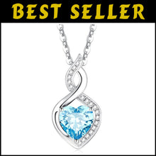 Load image into Gallery viewer, March Birthstone Necklace - 14K White Gold Aquamarine Heart with Diamond Pendant