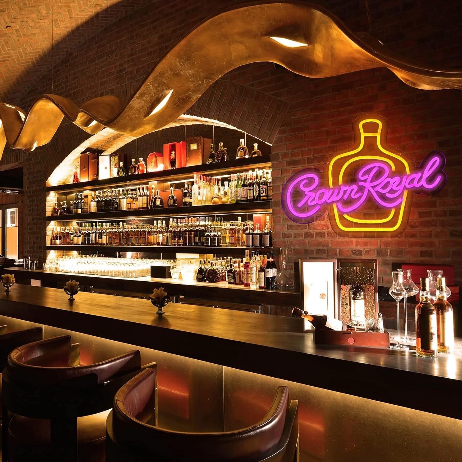 Elegant Wall-Mounted Crown Royal Neon Sign for Creative Bachelor Party Decor