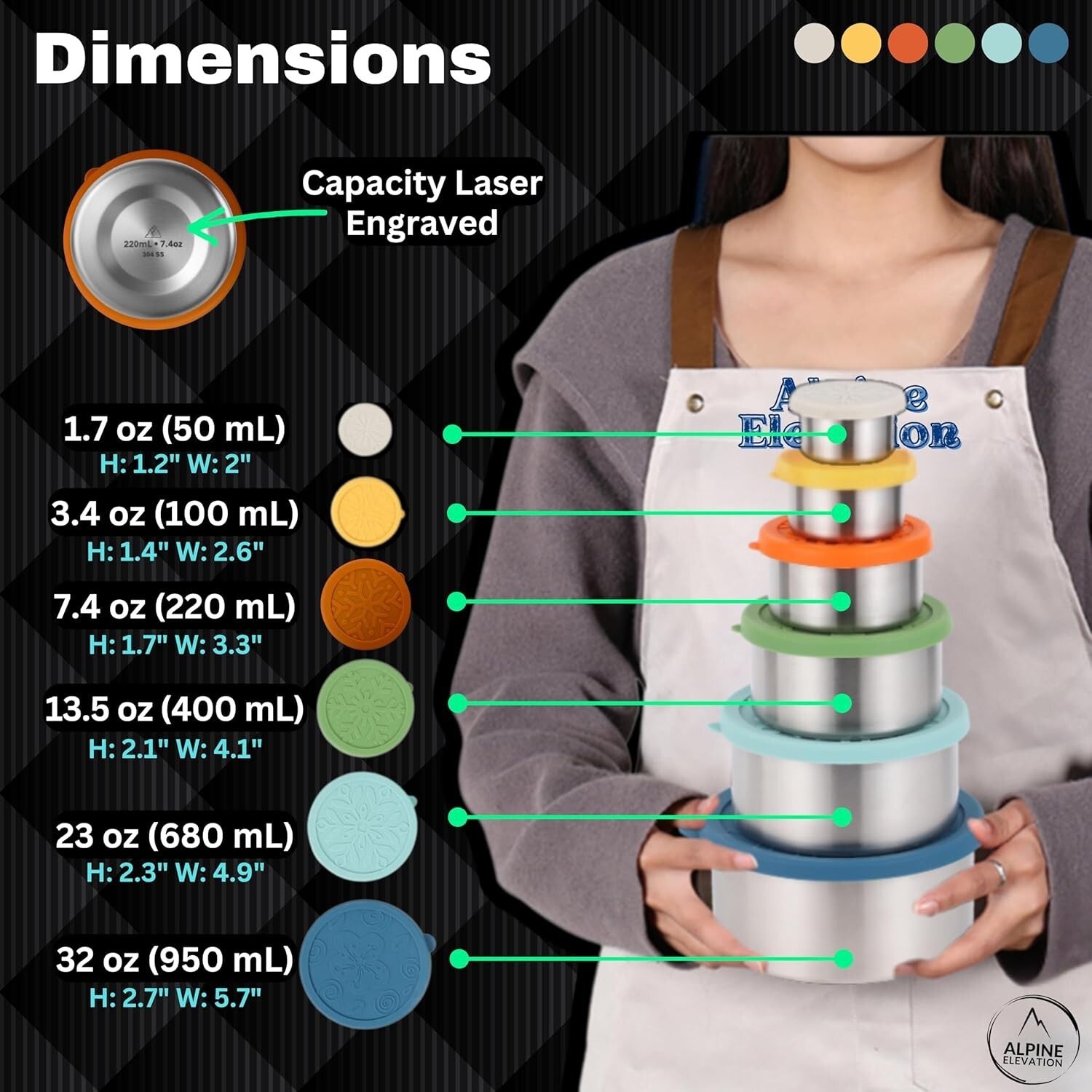 12 Pcs Stainless Steel Snack Container Set with Silicone Lids - Leakproof Design