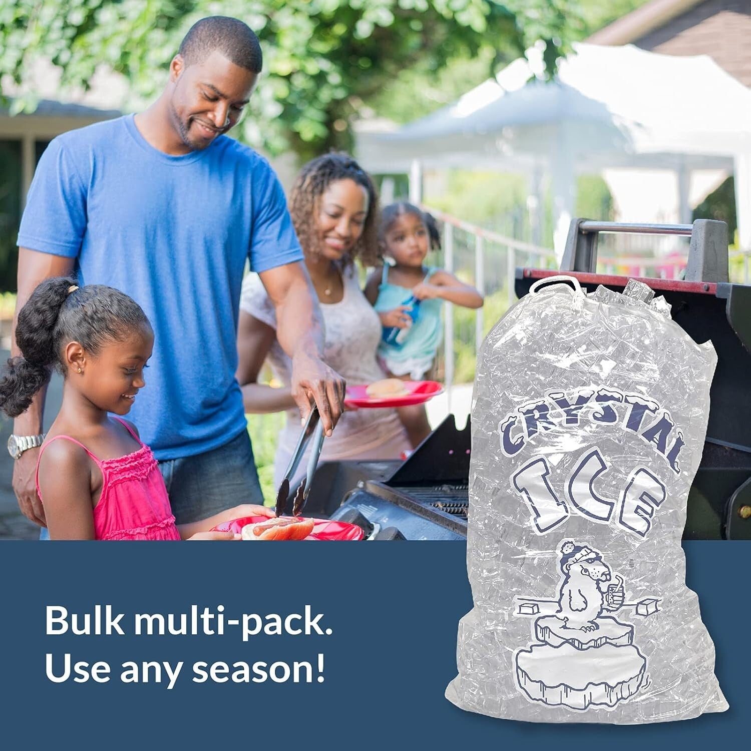 Eco-Friendly 8 lb. Clear Ice Storage Bags - 500 Count with Cotton Drawstring