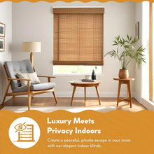 Load image into Gallery viewer, Cordless Bamboo Roman Shades - Semi-Sheer Cocoa Blinds for Stylish Windows