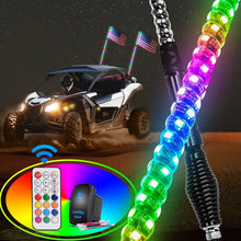 Load image into Gallery viewer, 2PCS 3FT RGB LED Whip Lights with Remote - Universal Fit for Offroad Vehicles