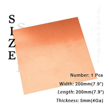 Load image into Gallery viewer, High-Conductivity 4 Gauge Copper Sheet - 7.9" for Home Improvement Projects