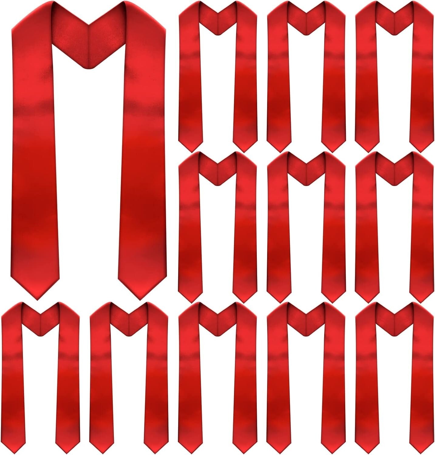 12-Piece Satin Graduation Sashes - Unisex 70-Inch Blank Stoles for Customization