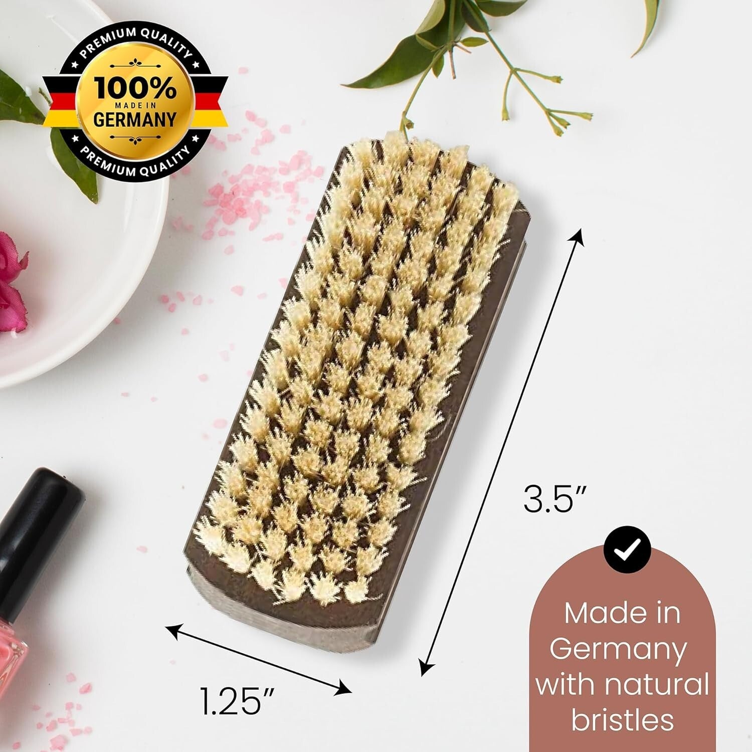 Elegant Handmade Nail & Hand Brush - Natural Bristle Craftsmanship from Germany