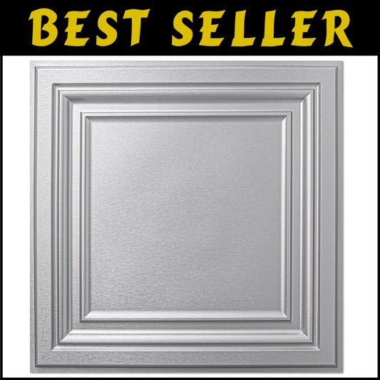 12-Pack 2'x2' PVC Ceiling Tiles in Argent Silver - Durable & Stylish Upgrade