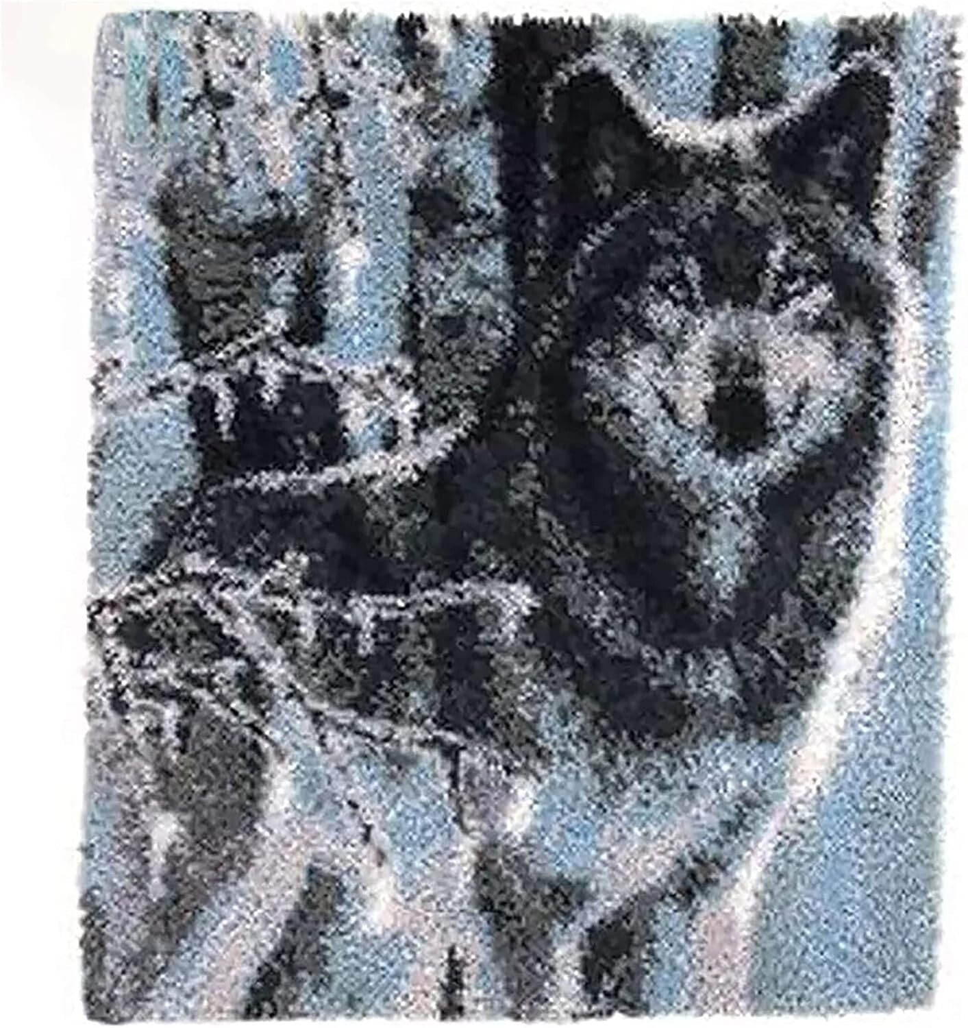 Eco-Friendly Snow Wolf Latch Hook Rug Kit for Adults - Family Craft Project