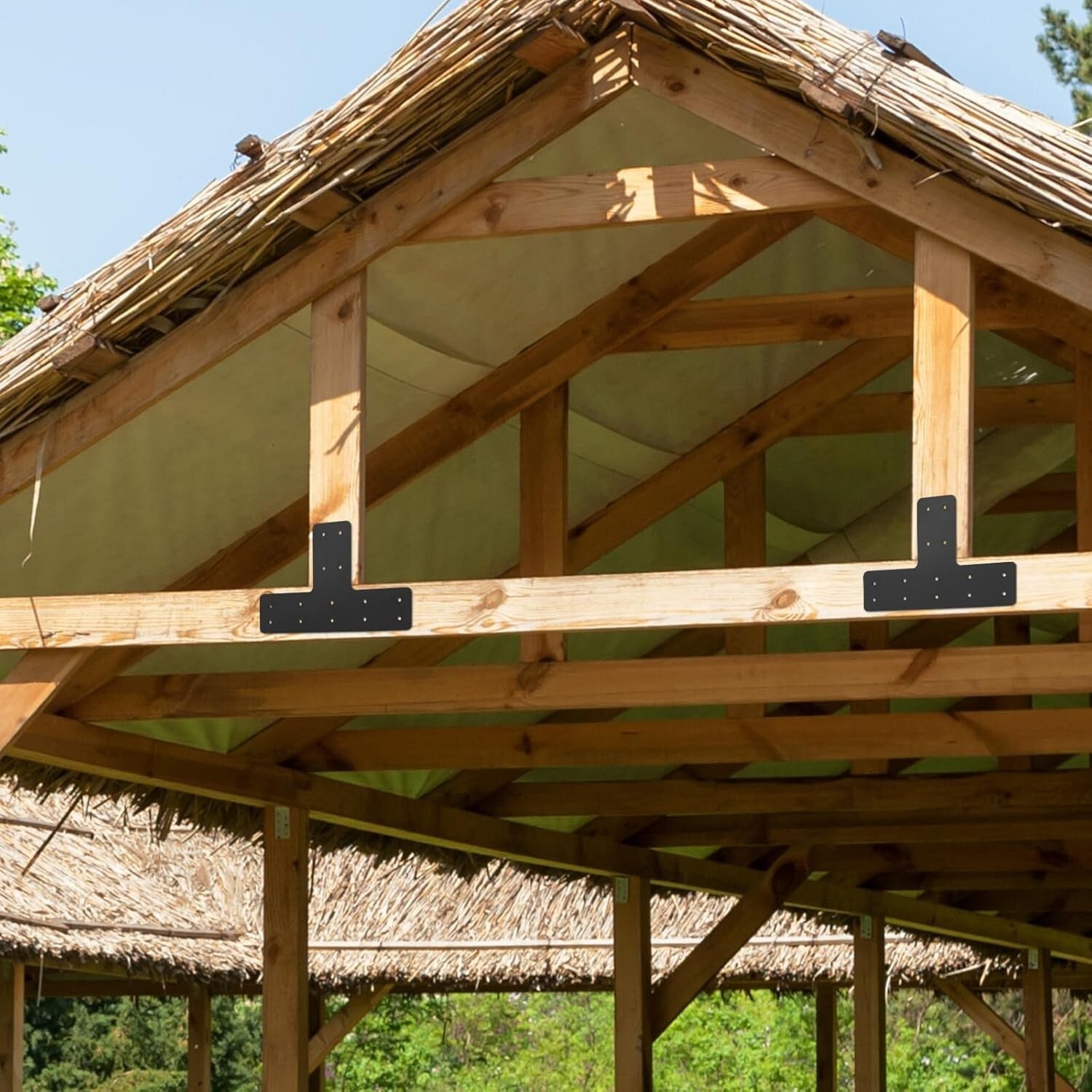 T Shape Steel Brackets 4pcs, 12x8 Inches - Ideal for Garden and Furniture Repair