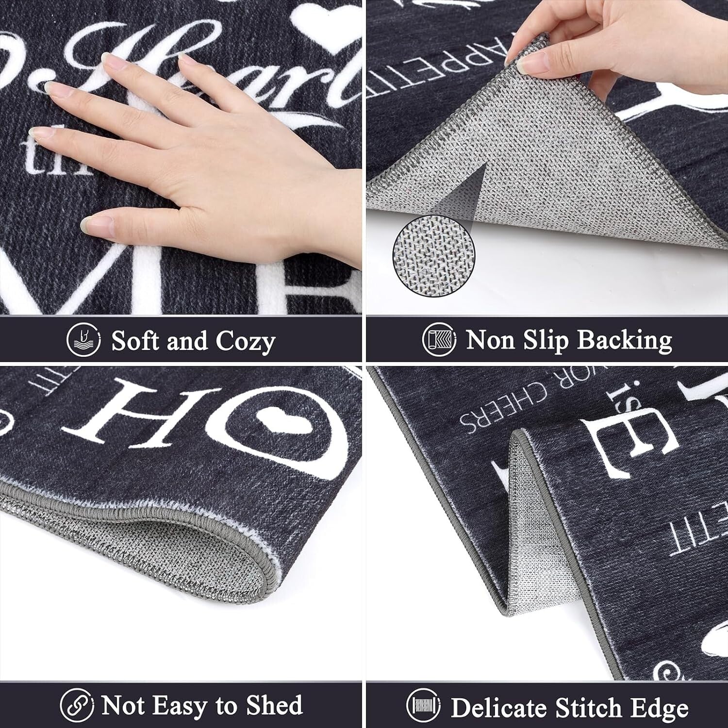 Chic Kitchen Mats Set - 3 Washable Rugs for Farmhouse & Entryway Spaces