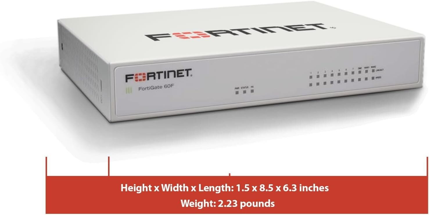 FortiGate-60F Firewall - 10 Gigabit Ethernet Ports, Advanced Security Solution