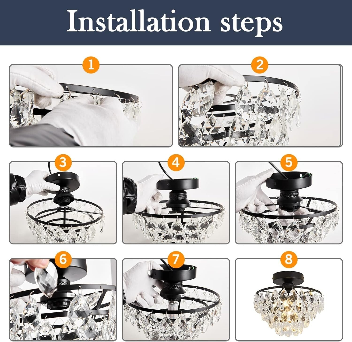 Elegant Gold Crystal Chandelier Semi-Flush Mount Light for Modern Interiors