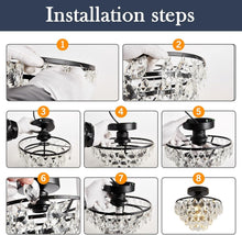 Load image into Gallery viewer, Elegant Gold Crystal Chandelier Semi-Flush Mount Light for Modern Interiors