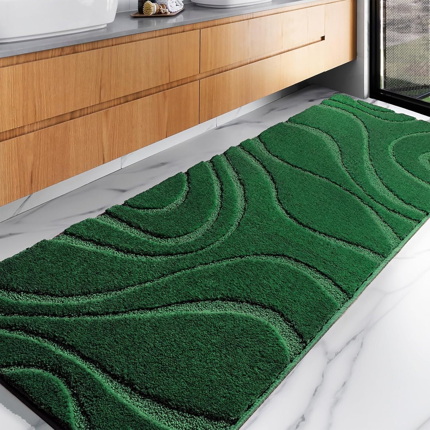 Extra Long Non-Slip Bathroom Runner Rug - 24 x 72 Inches, Machine Washable