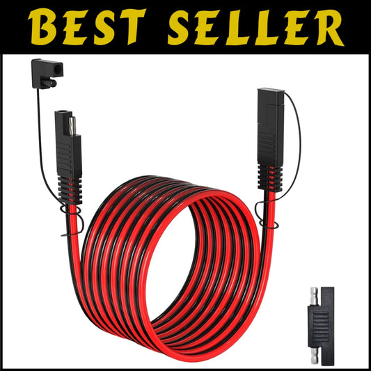 Heavy-Duty SAE Extension Cable - 35FT with Waterproof Cap & Polarity Adapter