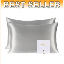 Load image into Gallery viewer, Luxury 600 Thread Count Mulberry Silk Pillowcases 2 Pack - Queen Size, Grey