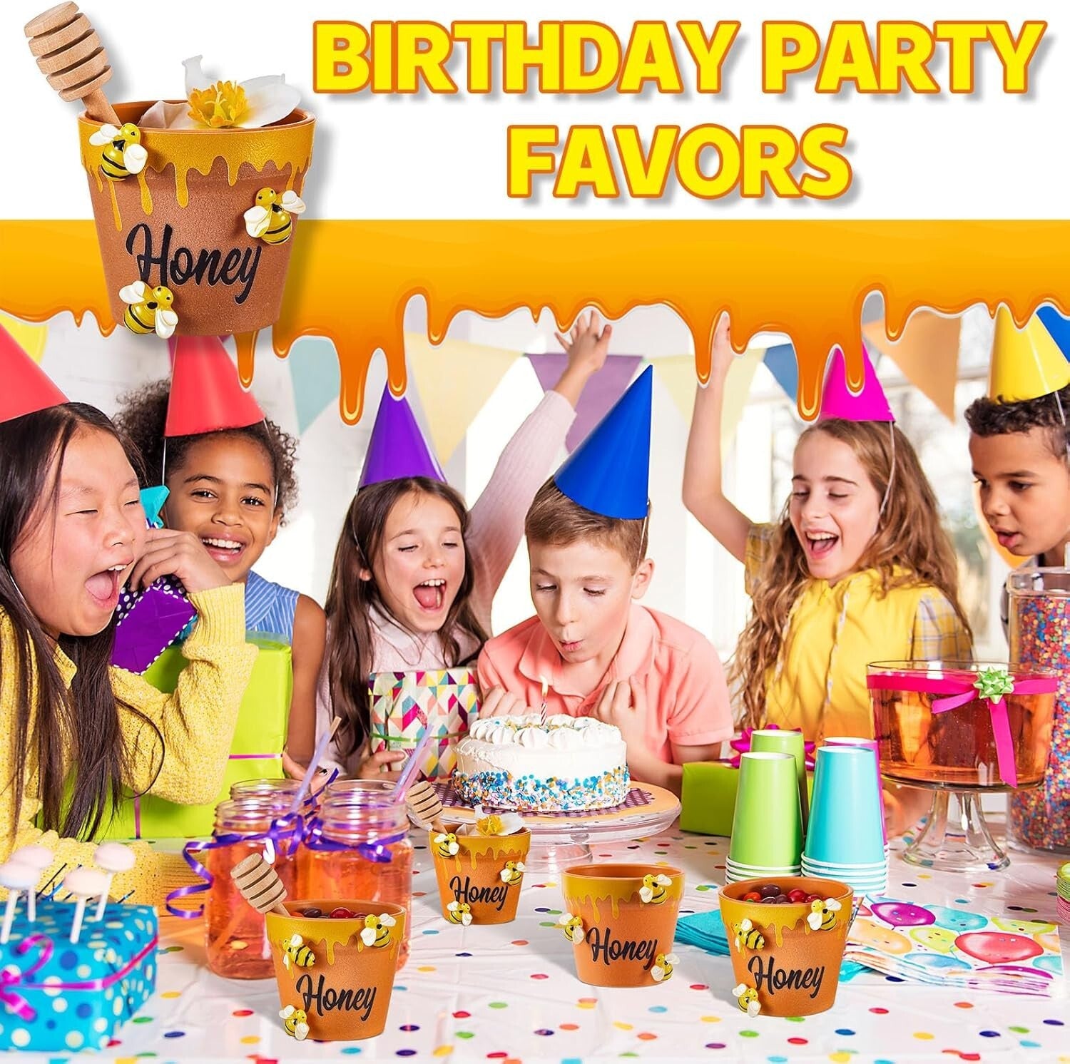 Charming Bee-Themed Honey Favors: 30 Mini Jars with Dippers for Celebrations