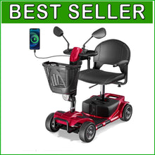 Load image into Gallery viewer, Ruby Red Electric Mobility Scooter - Foldable, Adjustable &amp; Safe for Easy Travel