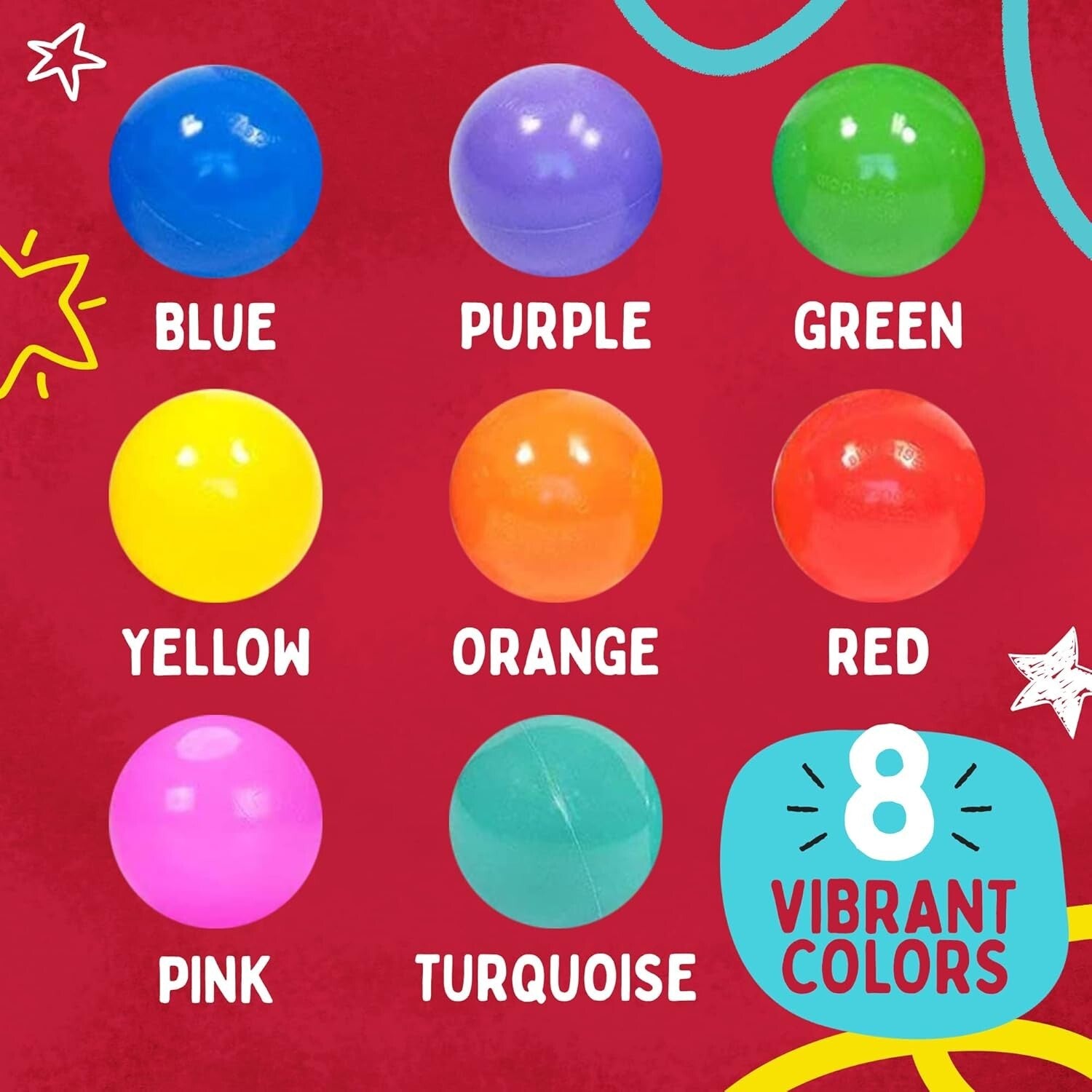 Durable & Lightweight Mini Ball Pit Balls - 200 Count, Non-Toxic Colorful Fun