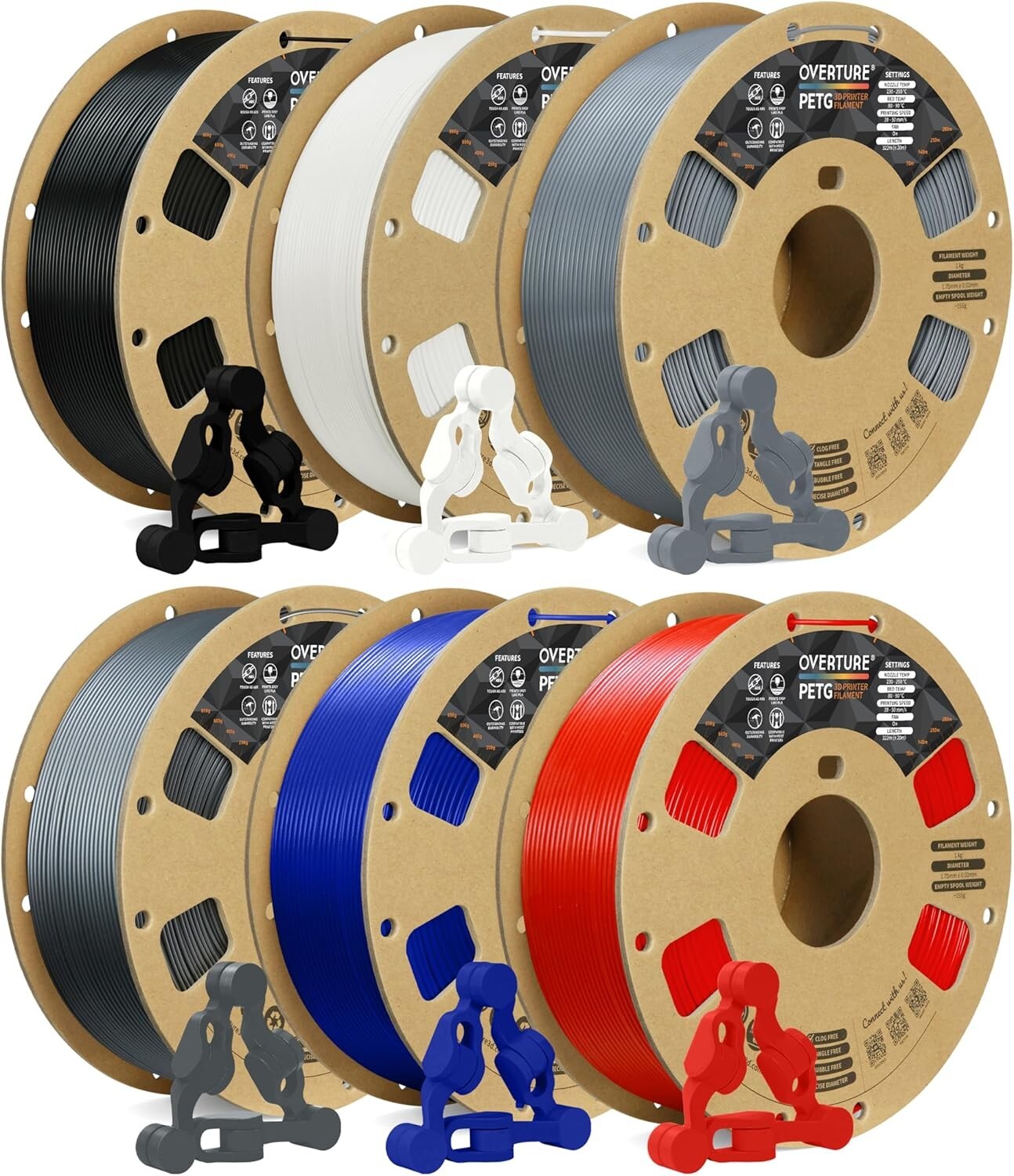 1.75mm 6kg PETG Filament Pack - Extensive Color Selection for All 3D Printers