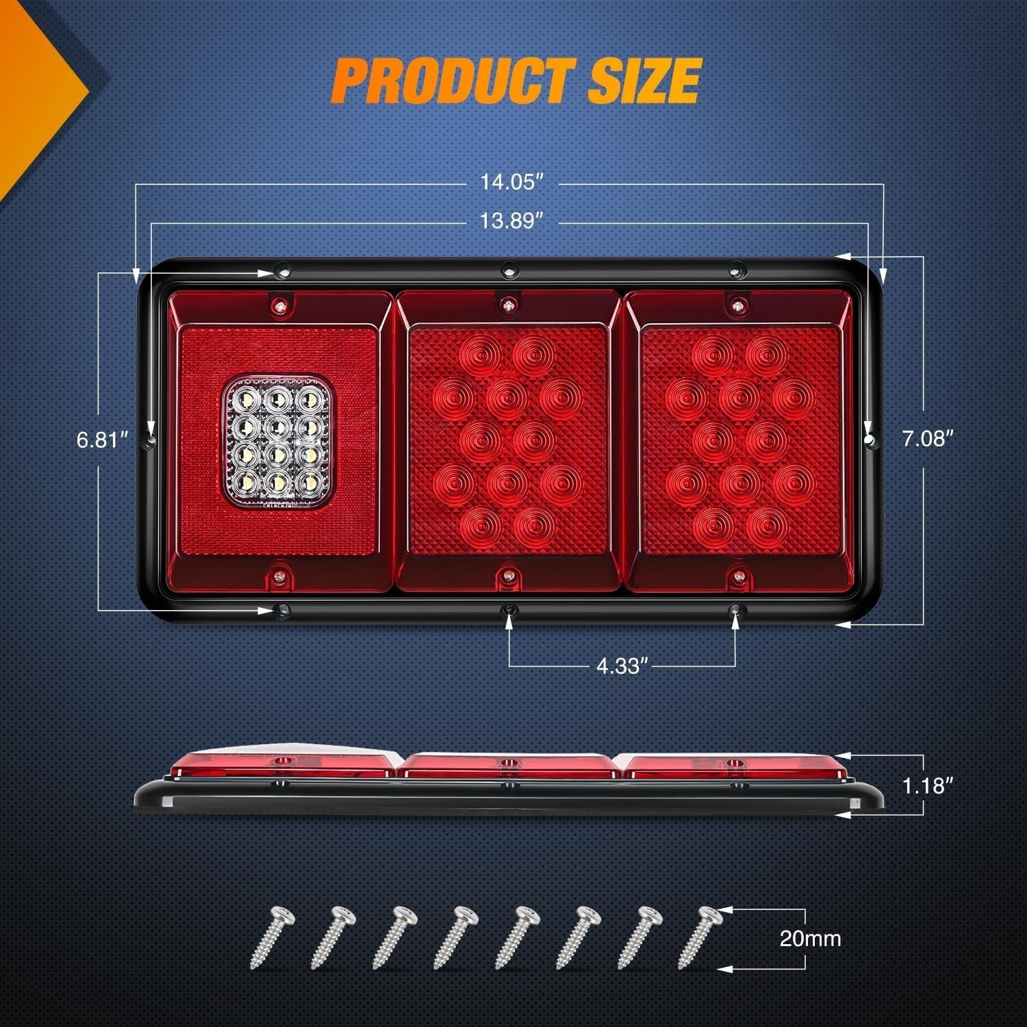 LED Triple Tail Light 2PCS - Waterproof Red Stop Brake & Turn Signals for RVs