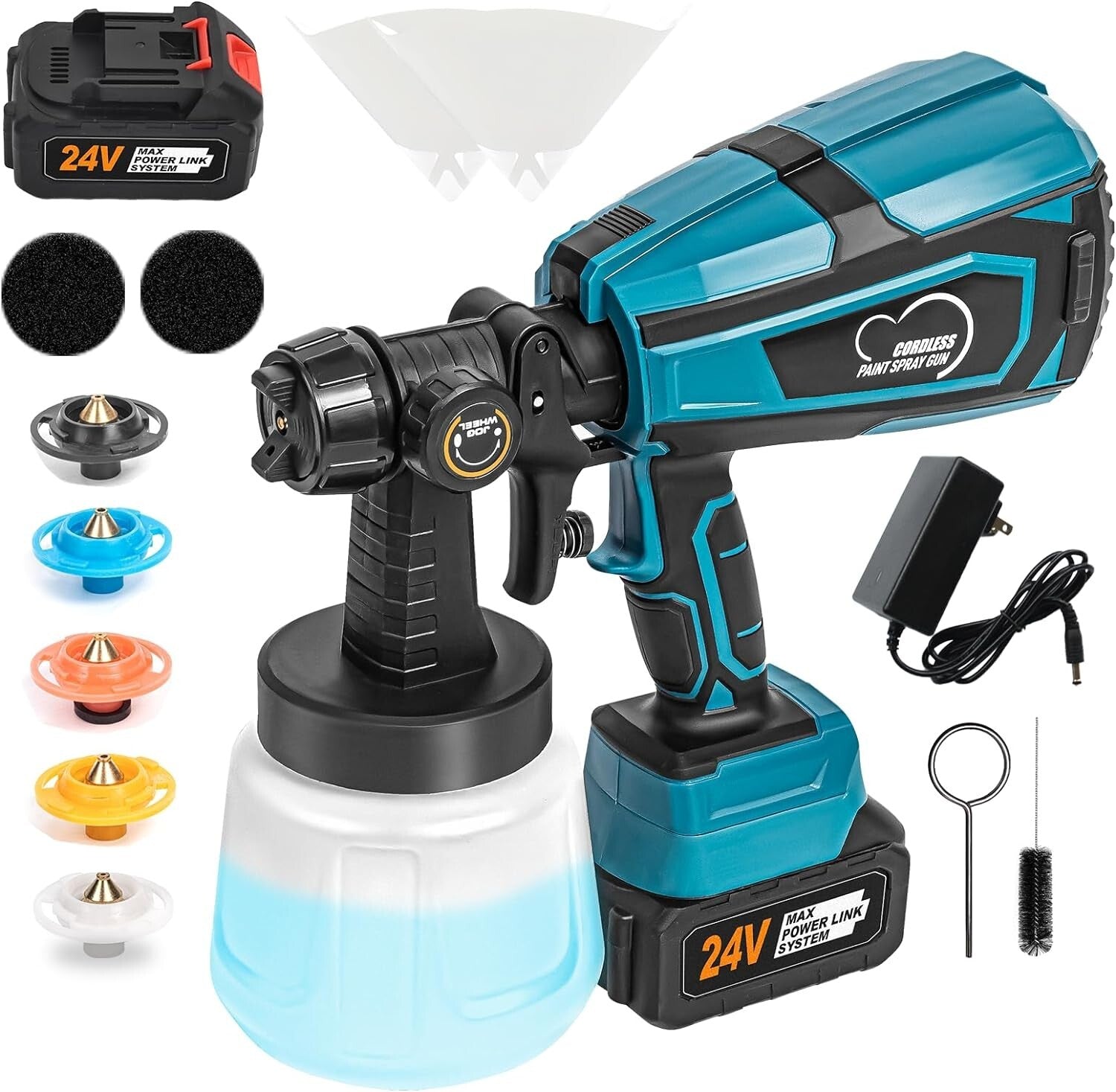 Adjustable HVLP Paint Sprayer - 6 Copper Nozzles & 2000mAh Power, Effortless Use