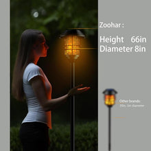 Load image into Gallery viewer, Stainless Steel Solar Torches with Flickering Flame - Adjustable Heights, 4-Pack