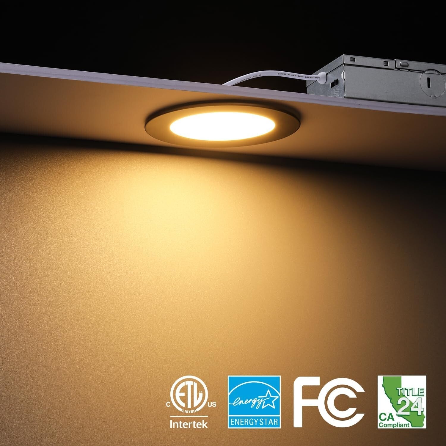 Customizable Ultra-Thin Recessed Downlights with 5 CCT - Easy Install, Pack of 6