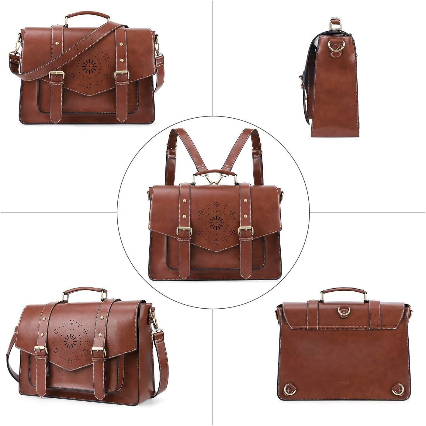 Multifunctional Laptop Backpack & Satchel for Women - 15.6 Inch Vegan Leather