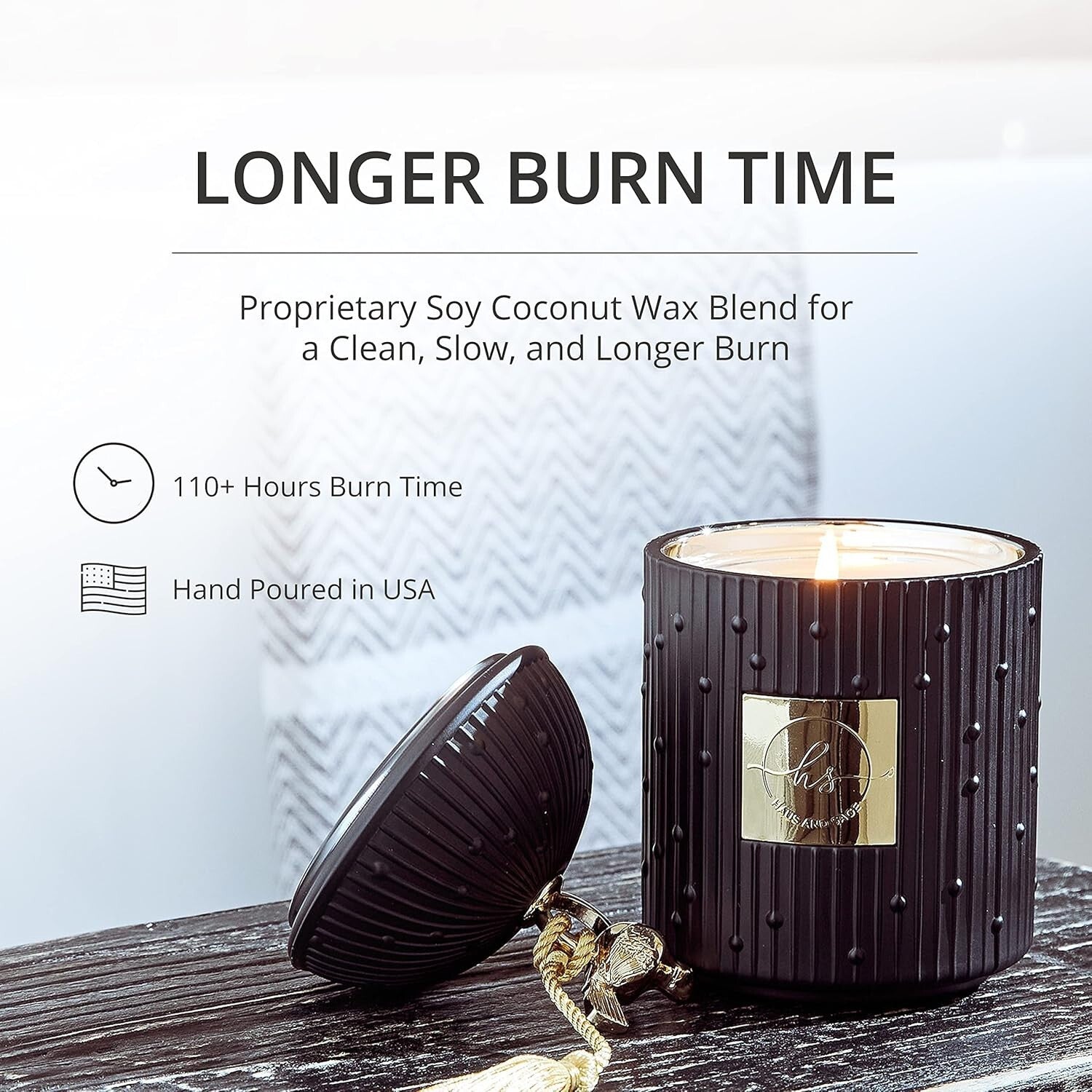Sustainable Luxury Candle Set with Unique Black Holder - 110+ Hours of Fragrance