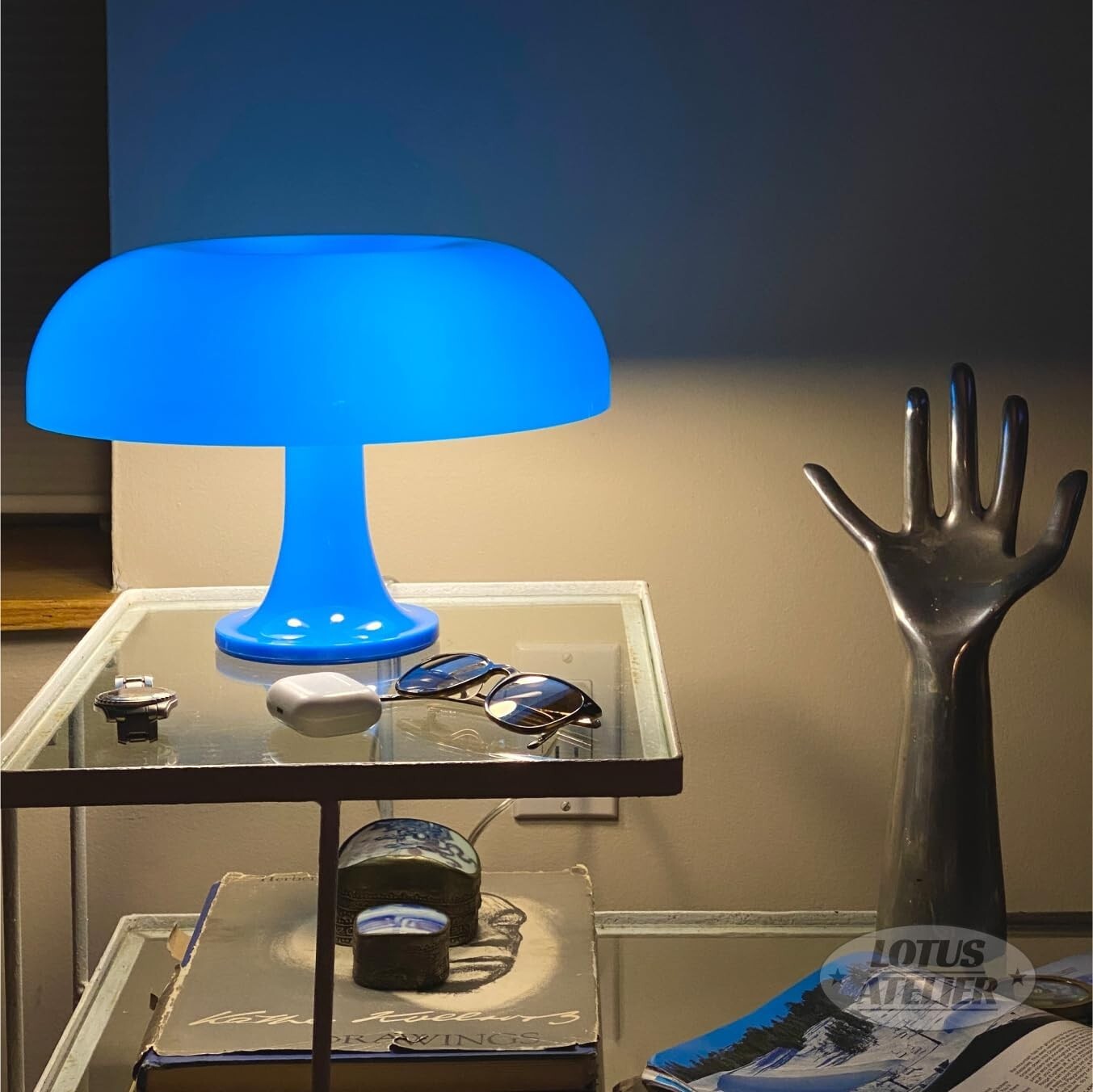 Blue Mushroom Lamp - Perfect for Aesthetic Bedrooms & Retro Living Rooms