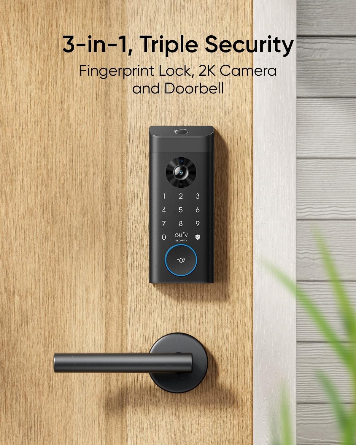 3-in-1 Keyless Entry Eufy Video Smart Lock with Rechargeable Battery Function