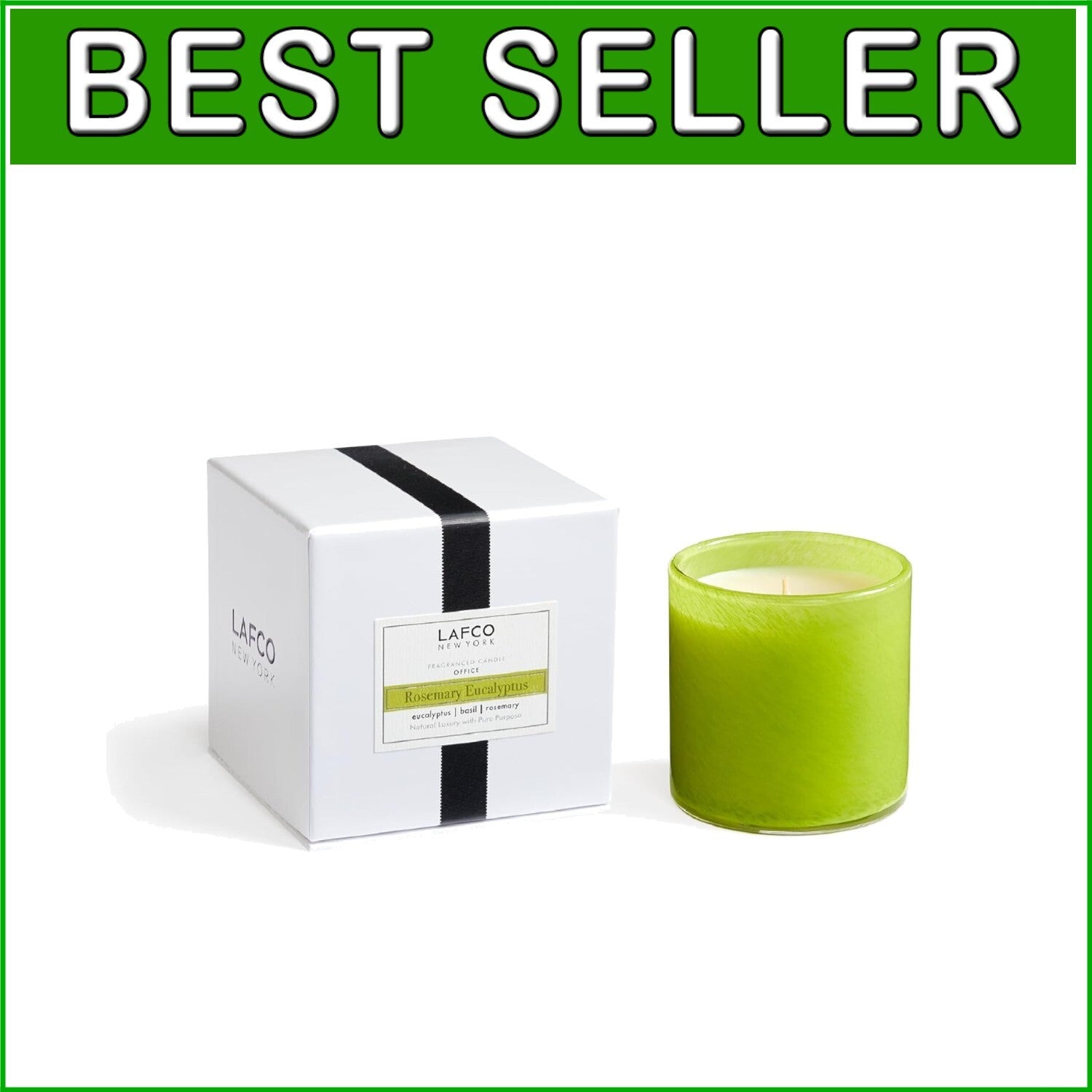 Elegant 6.5 oz Rosemary Eucalyptus Candle in Reusable Glass Vessel - 50 Hours