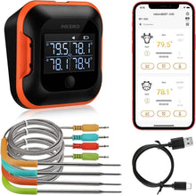 Load image into Gallery viewer, Rechargeable Wireless Meat Thermometer with Colored Probes and LCD Display