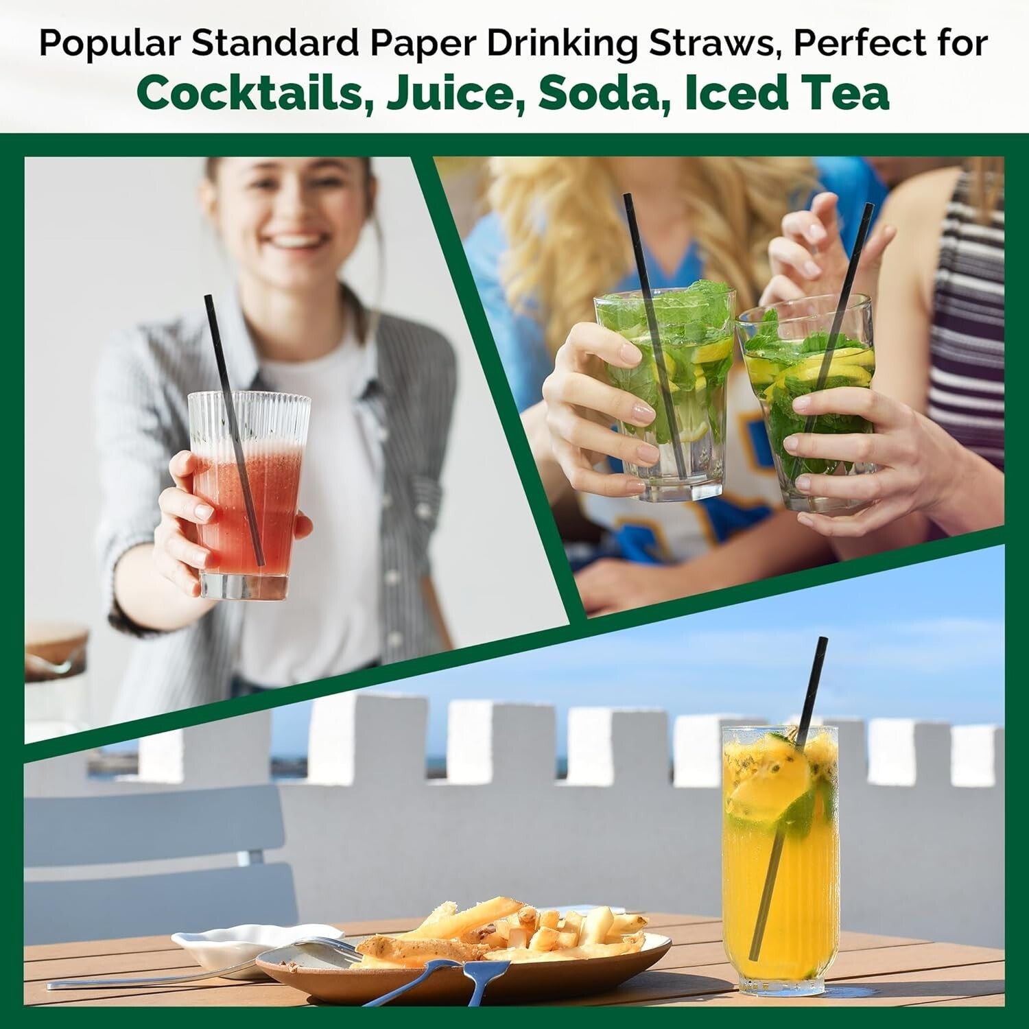 Bulk Black Paper Drinking Straws – 1000 Individually Wrapped Eco-Friendly Straws
