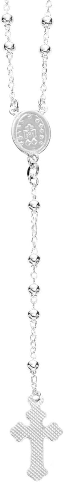 Elegant 30-Inch 925 Sterling Silver Rosary Necklace with Virgin Mary Pendant