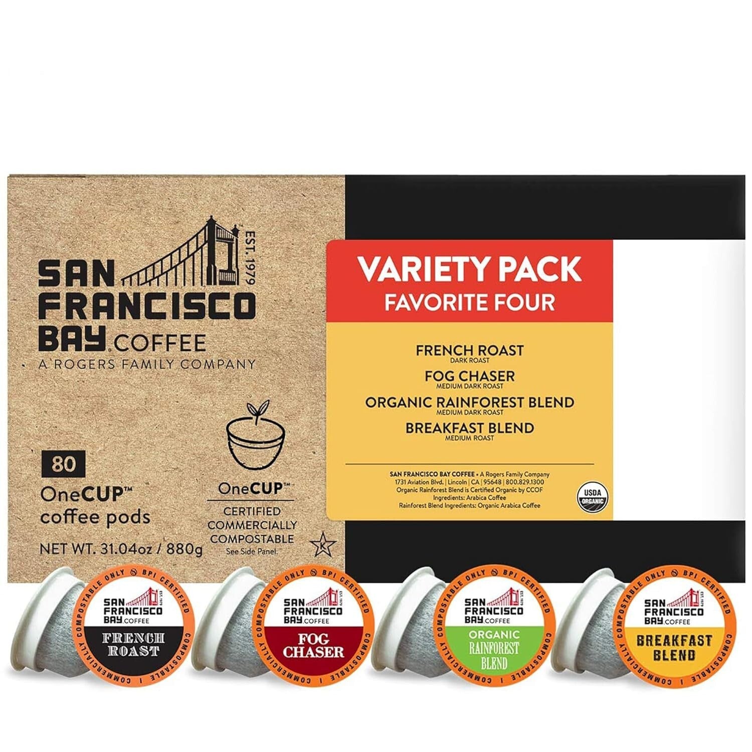 Eco-Friendly 80 Ct Compostable Coffee Pods - Original Flavor Variety Pack